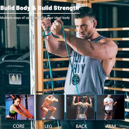 Man training with resistance bands for upper body strength