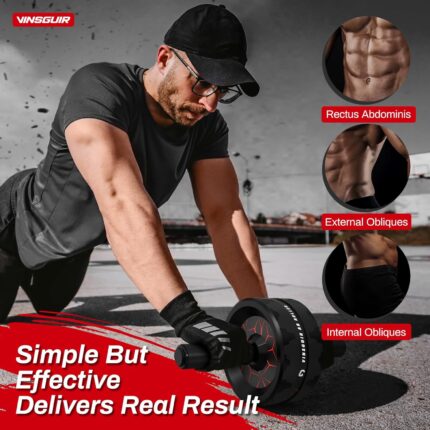 Man training abs using Vinsguir roller – muscle areas