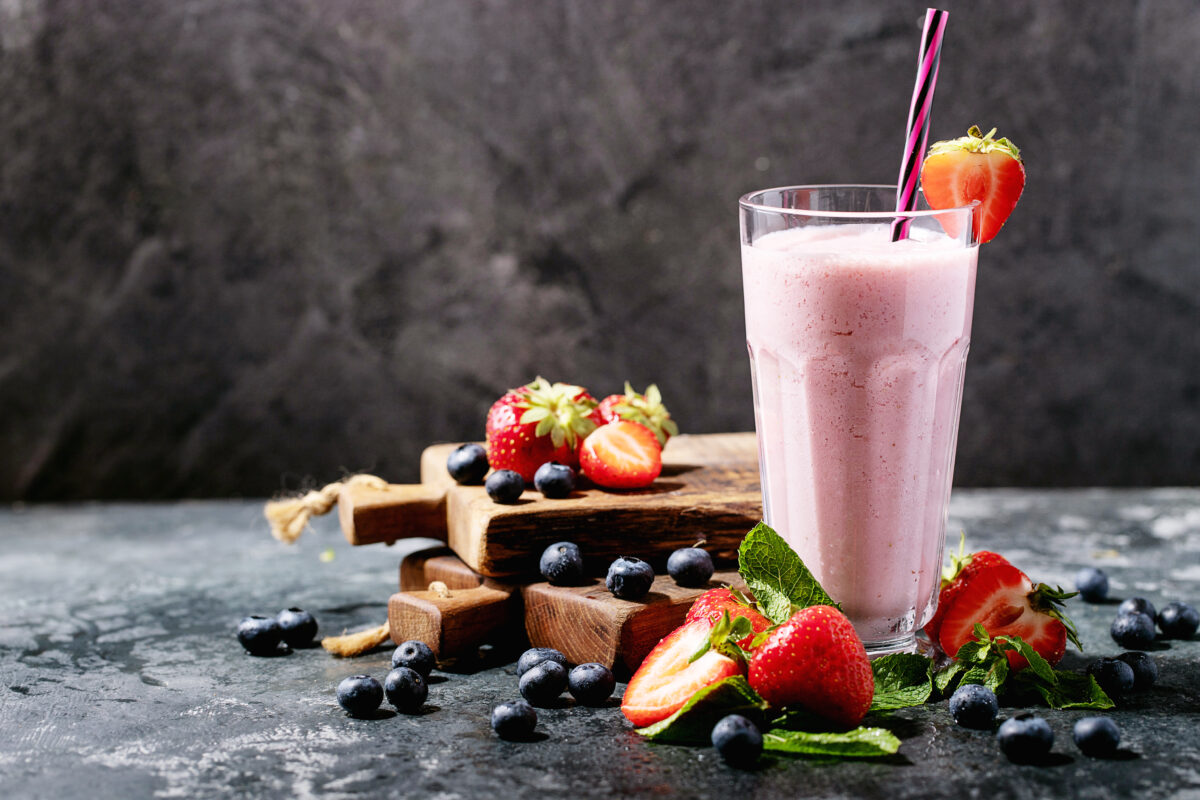 Fresh strawberry and blueberry shake